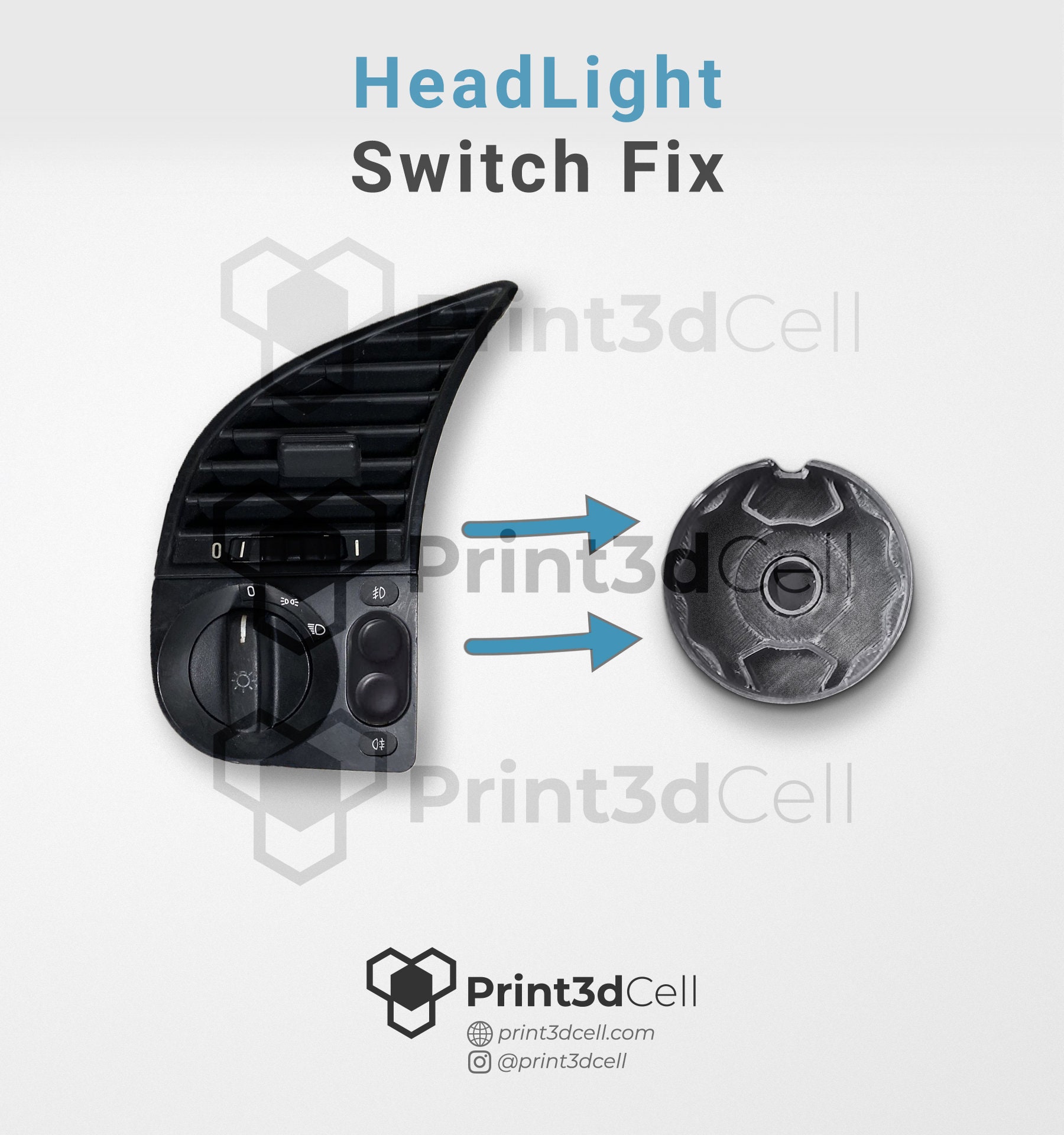 BMW E36 Headlight Switch Cap - Image 2